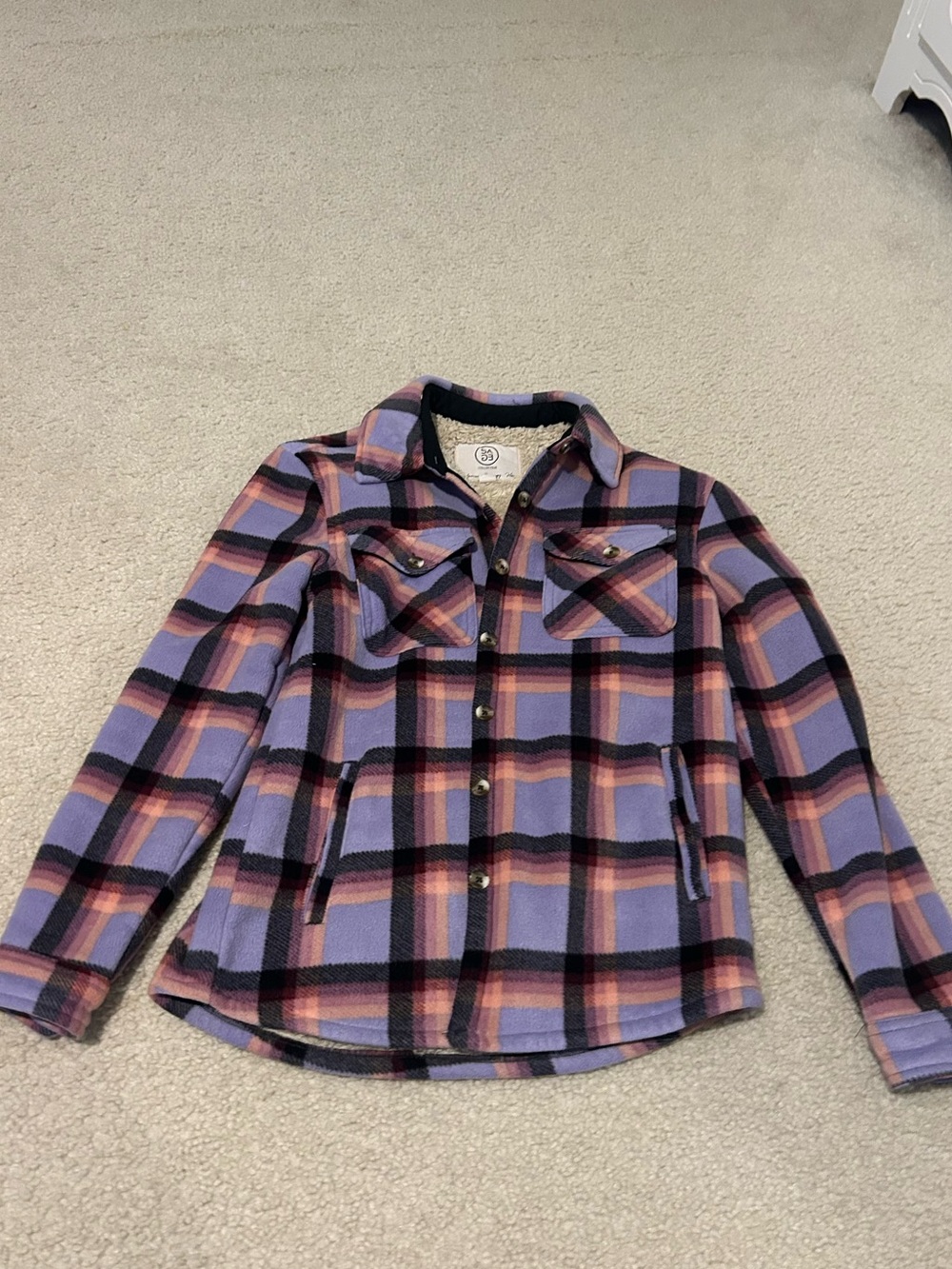 Cozy Lavender Plaid Teddy Jacket - Women's